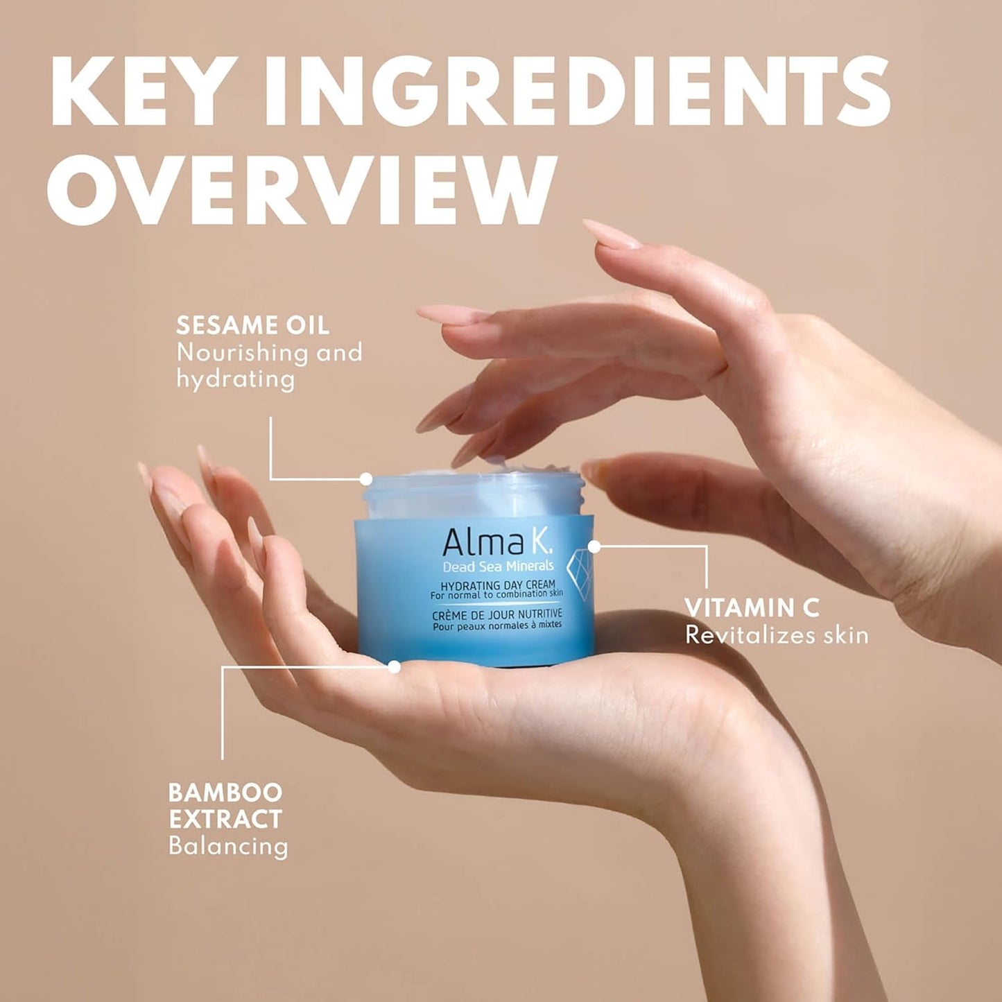 Alma K 保湿日霜 - 适合中性至混合性肌肤的日霜 - 日常面部保湿霜 - 不油腻面部保湿霜 - 1.7 盎司