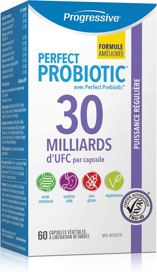 Progressive Perfect Probiotic 300 億 CFU,10 種菌株 + 益生元混合物,含植物乳桿菌和 DDS-1® 嗜酸乳桿菌,緩釋保證效力,保質期長,支持消化和腸道健康,60…