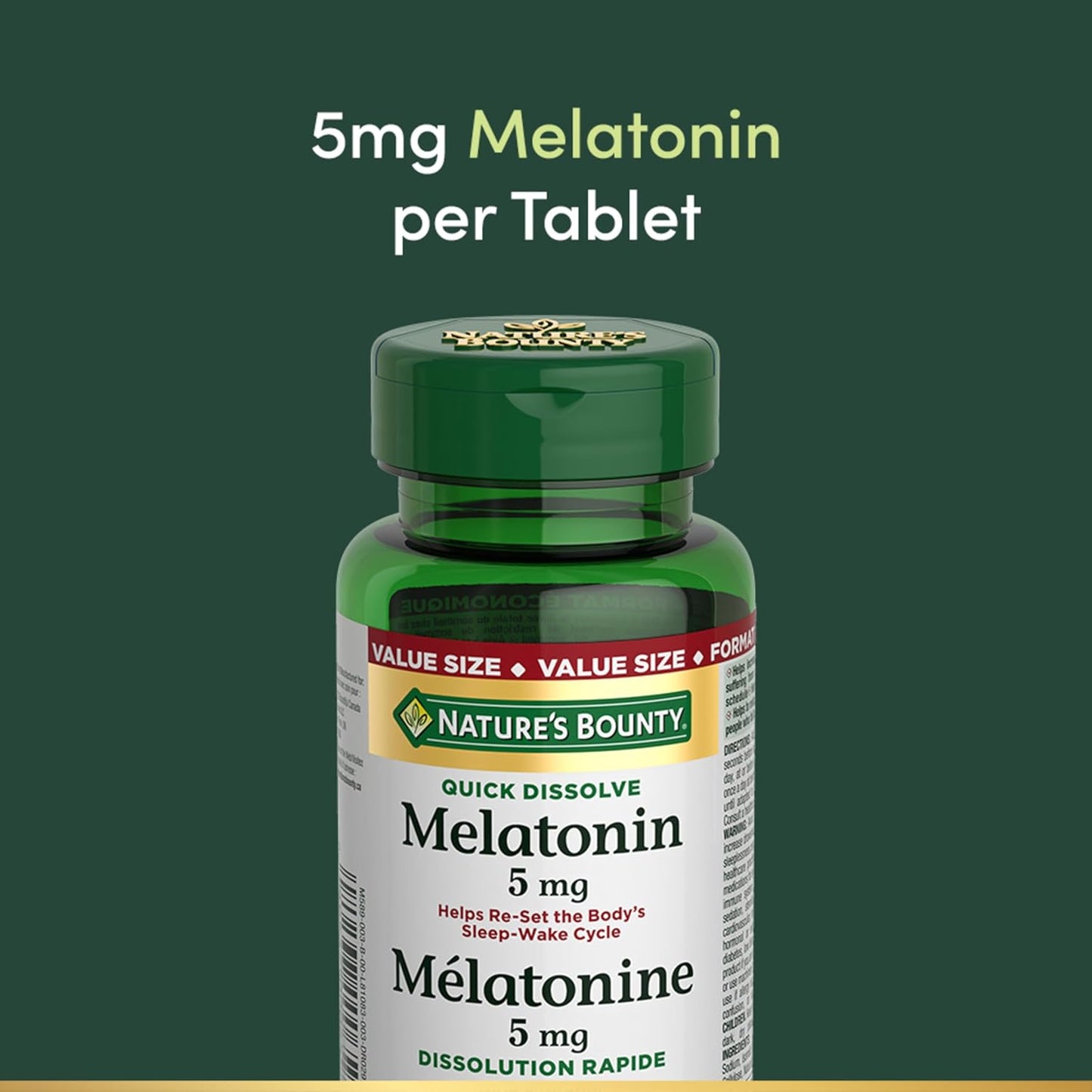 自然之宝褪黑激素,速溶 5 毫克片剂,有助于入睡,增加总睡眠时间,更快入睡,重置睡眠觉醒周期,44 克