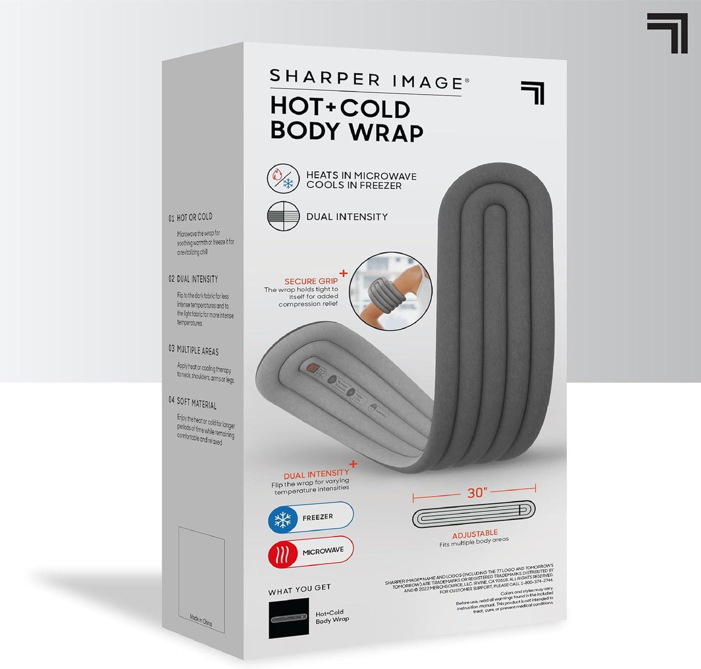 Sharper Image Compression Wrap with Removable Hot & Cold Gel Pack, Easy Adjust Straps, Multi-Area Design for Use on Elbows, Knees, Back, Stomach & More, Enhanced Pain Relief & Recovery Post-Workout