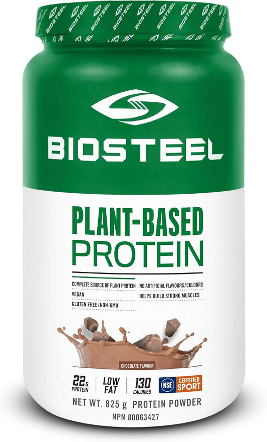 BioSteel 植物蛋白粉,巧克力味,25 份,纯素蛋白奶昔粉,含 22 克完整蛋白质,不含乳制品,无糖