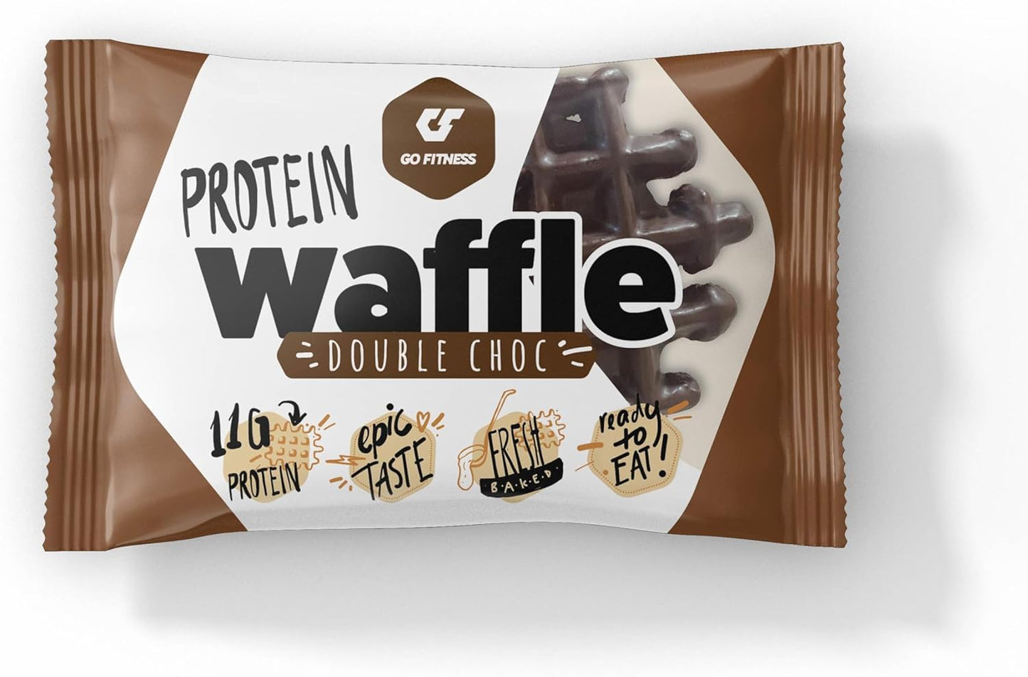 GoFitness Protein Waffle - Ready to Eat - Double Chocolate Flavour - 11g Protein - 12x50g (Pack of 12)