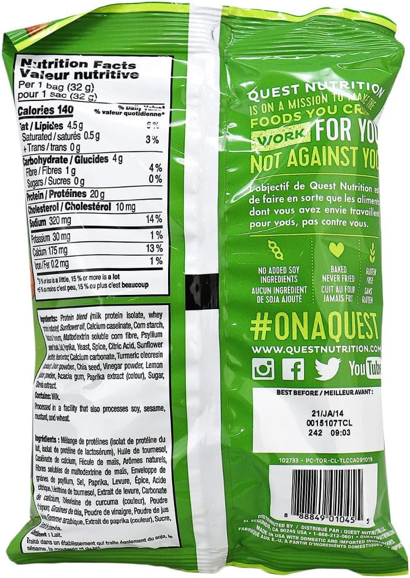 Quest Nutrition 玉米饼风味蛋白片,辣椒青柠味,32 克(1 包)