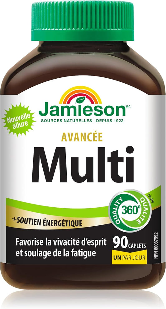 Jamieson Advanced Multivitamin with Energy Support, With 100 mg Natural Caffeine, Supports Immune Health, and Overall Wellness. 100% Complete Vitamins, with Vitamin B12, Zinc, Calcium, and Magnesium, Vegetarian, One Per …
