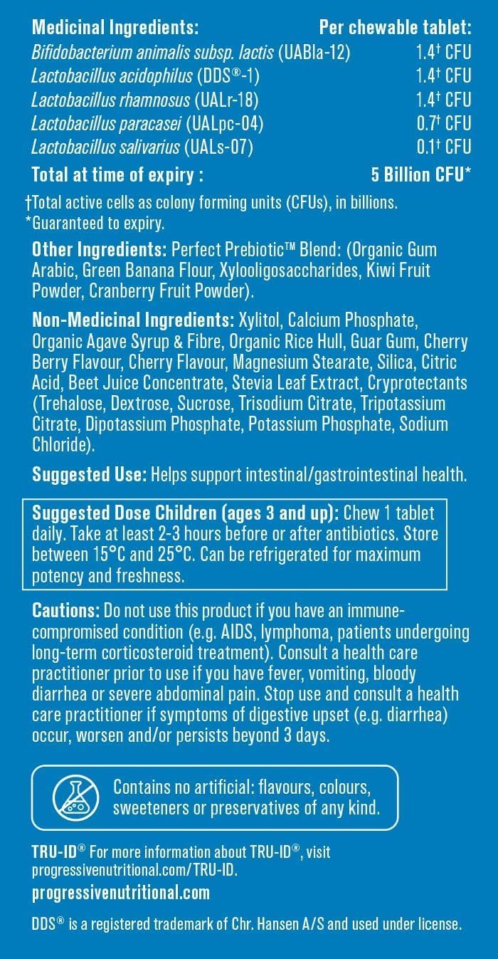 Progressive Perfect 益生菌儿童咀嚼片 5B,60 粒樱桃莓果味