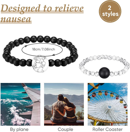 Yinkin 2 件套防恶心腕带晕船缓解运动腕带指压手环适用于晕车旅行将珠子推入手腕,有助于缓解眩晕,缓解头晕