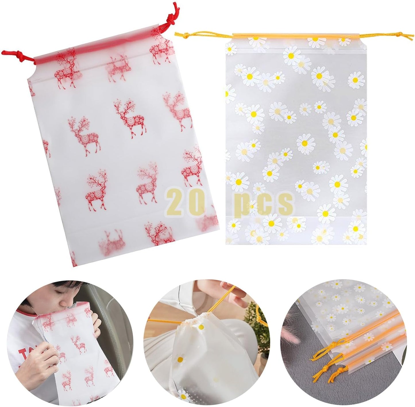 Travel Sick Vomit Sickness Bags Bag Bowls Portable for Car Bus Sea Boat Plane Traveling, Pack of 20