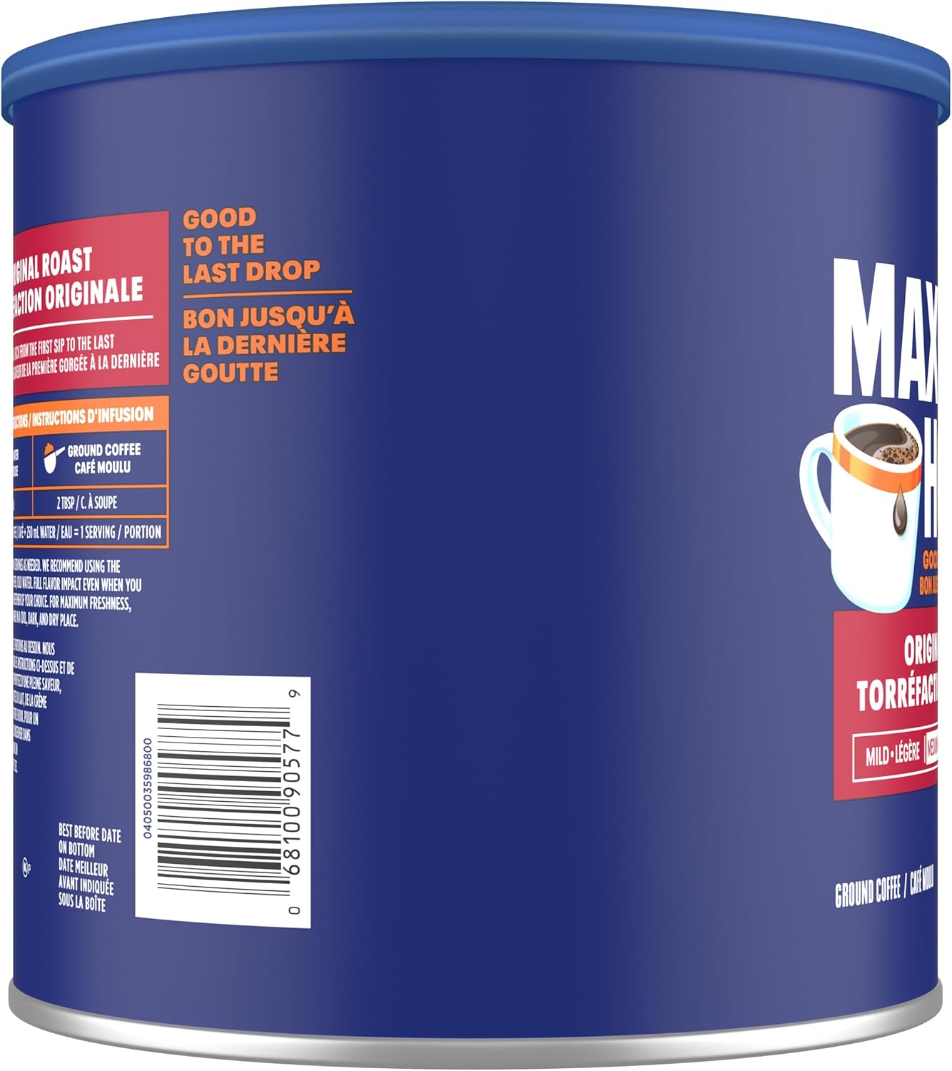 麦斯威尔中度原味烘焙咖啡粉,864克罐装