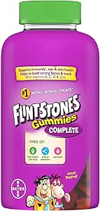 FLINTSTONES 兒童複合維生素軟糖 - 兒童複合維生素,兒童複合維生素軟糖有助於保持身體健康,不含人工甜味劑、阿斯巴甜、合成 FD&C 色素,180 粒軟糖