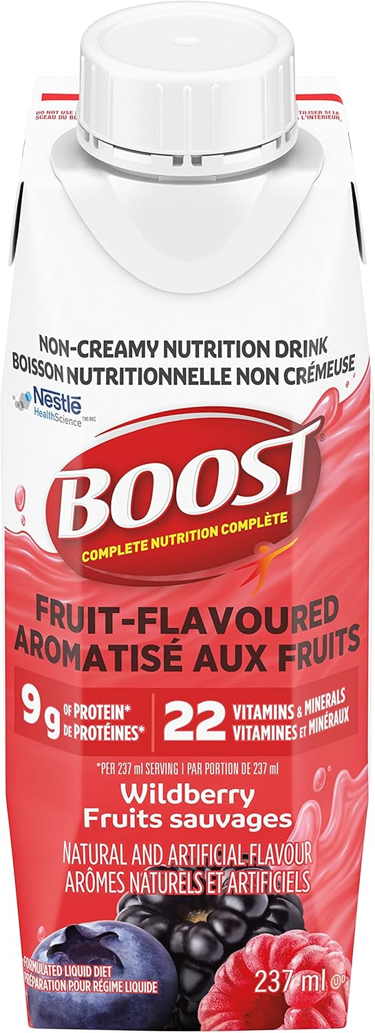 Boost 水果味饮料桃子味,237 毫升,24 支 & 水果味饮料野莓味,237 毫升,24 支