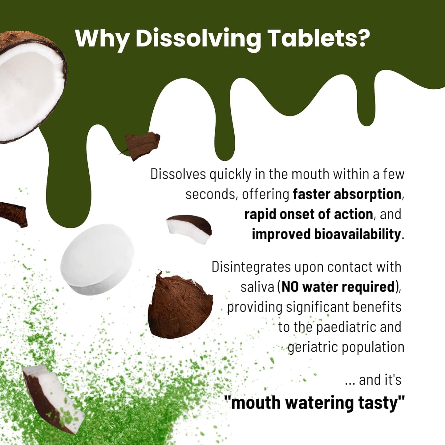 Nutrameltz 维生素 K2 100 微克 - 维生素 K2 作为 MK7 补充剂,用于强化牙齿、骨骼、促进心脏健康,速溶片,用于治疗维生素 K2 缺乏症 - 椰子味(60 片)