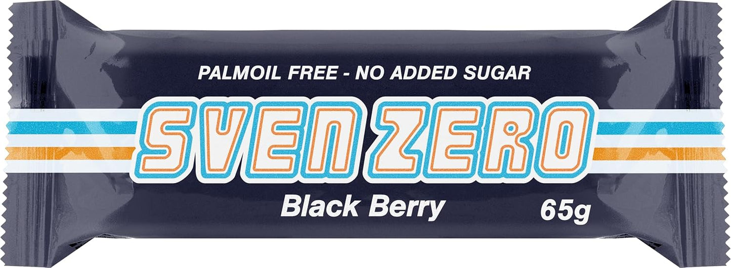 Sven ZERO Blackberry Oat Bar - 20 × 65g - No‑Sugar Added Vegan Oatmeal Energy Bar with Blackberry, High‑Fibre, Gluten‑Free Snack