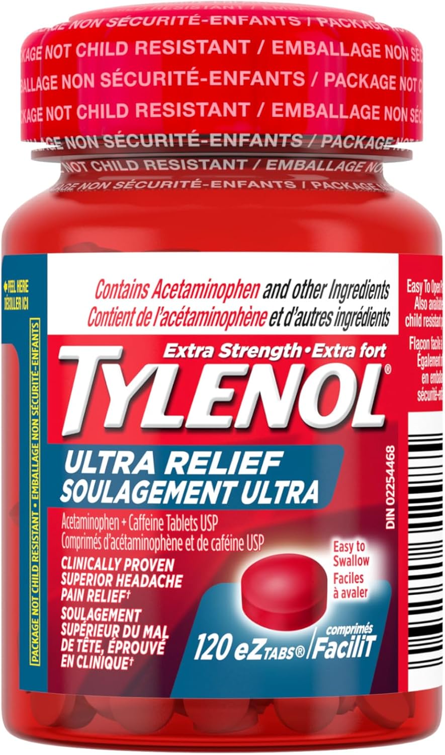 泰諾超級緩解頭痛和偏頭痛,500 毫克對乙醯氨基酚,120 片