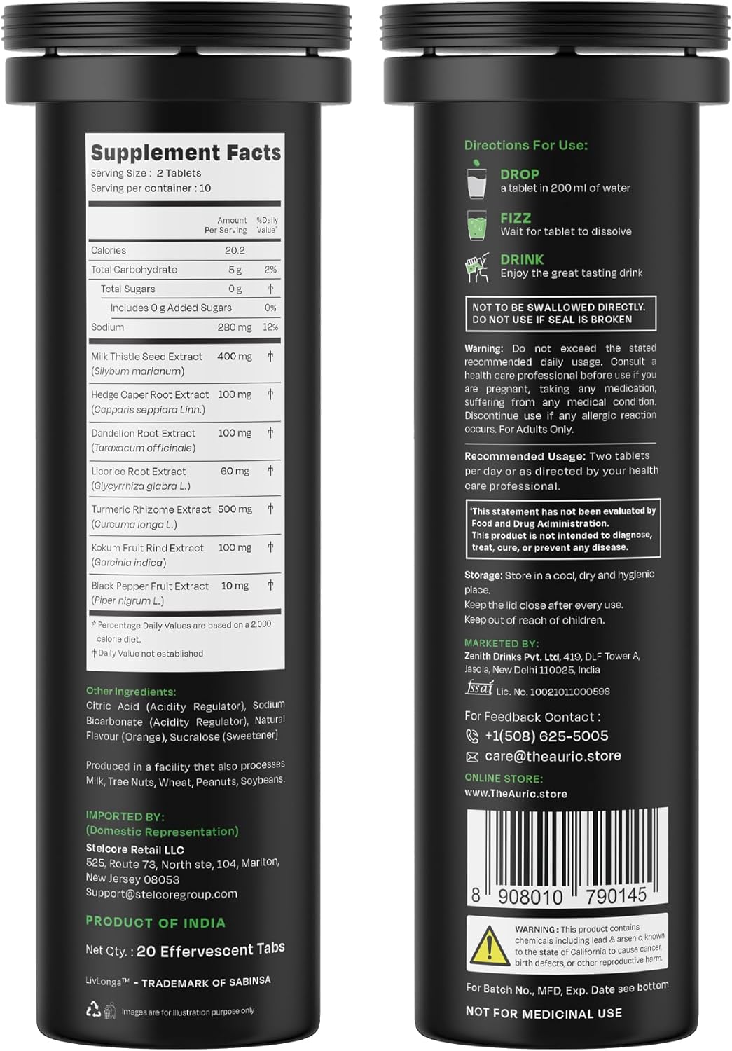 Auric 草本护肝补充剂 | 奶蓟草(水飞蓟素)、姜黄、大蒜、生姜,有益于肝脏健康 | 先进的排毒清洁配方,有效促进肝脏健康 | 180 片