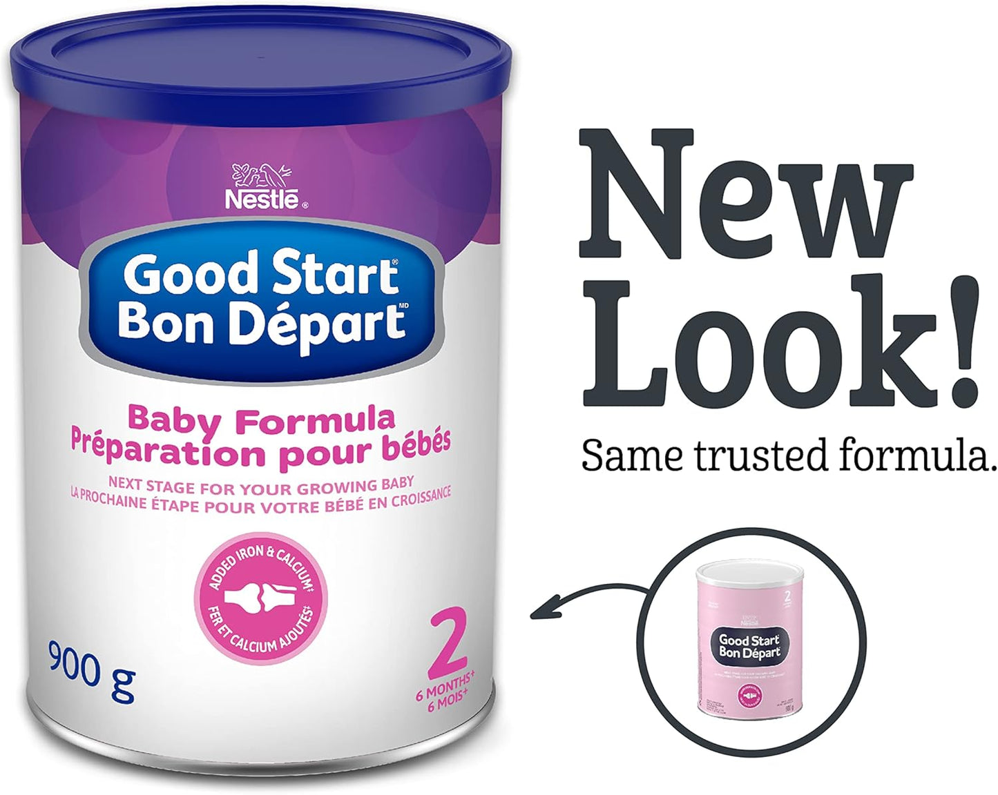 GOOD START PLUS 2 婴儿配方奶粉,适用于 6 个月以上的婴儿,添加铁和钙,含 DHA、益生菌和 2'-FL,1.02 千克 & START 2 婴儿配方奶粉,6 个月以上,900 克