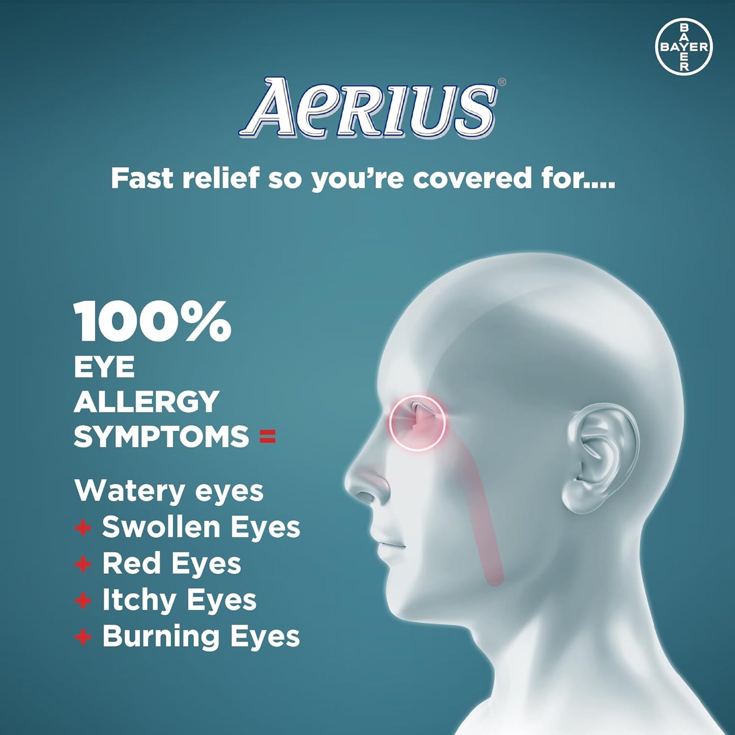 AERIUS Allergy Medicine, Fast Relief, 24-Hour, Non-Drowsy, 15 Symptoms, 70 Tablets