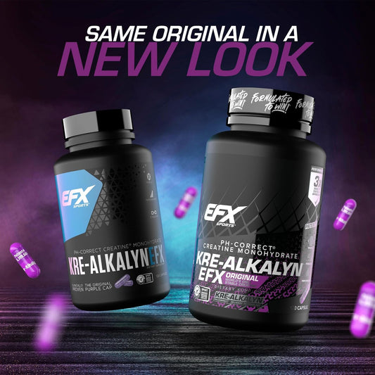 EFX Sports Kre-Alkalyn | PH 值校正肌酸一水合物 | 知情選擇,增強力量,鍛鍊肌肉,提升運動表現 I 不腹脹,不積水 - 120 粒膠囊/60 份
