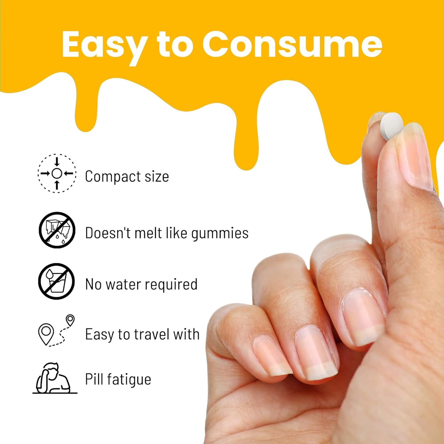 Nutrameltz 維生素 C 和鋅 - 免疫增強補充劑,支持頭髮生長,幫助組織發育,速溶片,用於維生素缺乏症 - 檸檬和橙子味(60 片)