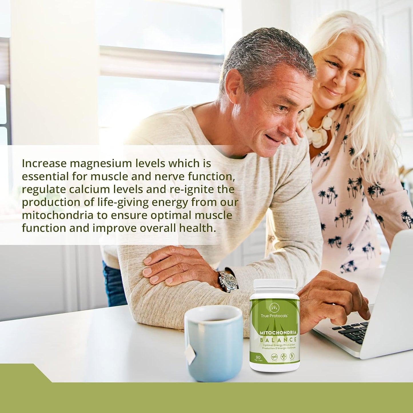 TRUE PROTOCOLS - 粒線體平衡 - 左旋肉鹼 (250 毫克) + 輔酶 Q10 (100 毫克) + PQQ (2.5 毫克) + 維生素 B1、B2、B3、B5、B12 + 葉酸 - 90 粒非瀉藥和高吸收素食膠囊 - 恢復粒線體功能 + ...