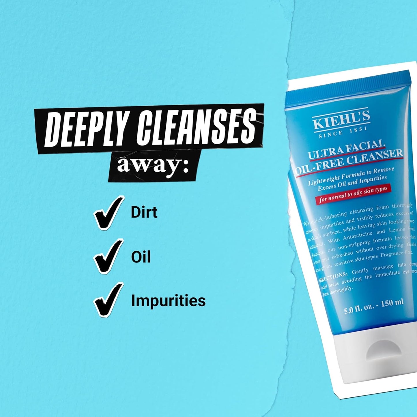 Kiehl's 超保濕無油潔面乳,適用於油性至中性肌膚的泡沫潔面乳,明顯減少多餘油脂,含沙漠植物和檸檬果提取物,不含防腐劑,無香料