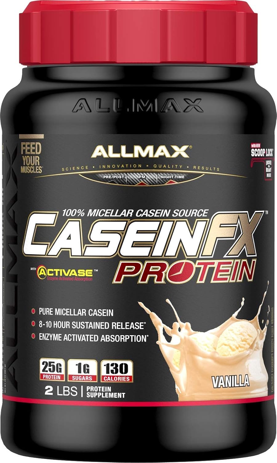 ALLMAX CASEIN-FX 香草味 2 磅 & Isoflex 100% 超纯乳清分离蛋白,香草味,2 磅