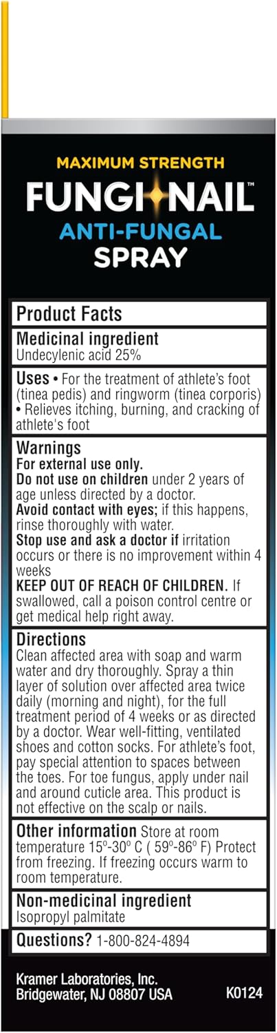Fungi-Nail 抗真菌喷雾,可杀死导致灰指甲和足癣的真菌,十一烯酸含量 25%,经临床验证可治愈真菌感染,30 毫升