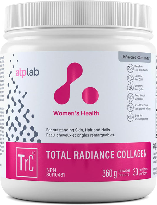 ATP LAB - Total Radiance 胶原蛋白 360g 30 份(原味) - 女士胶原蛋白粉 - 适用于皮肤、头发和指甲 - 女士胶原蛋白补充剂