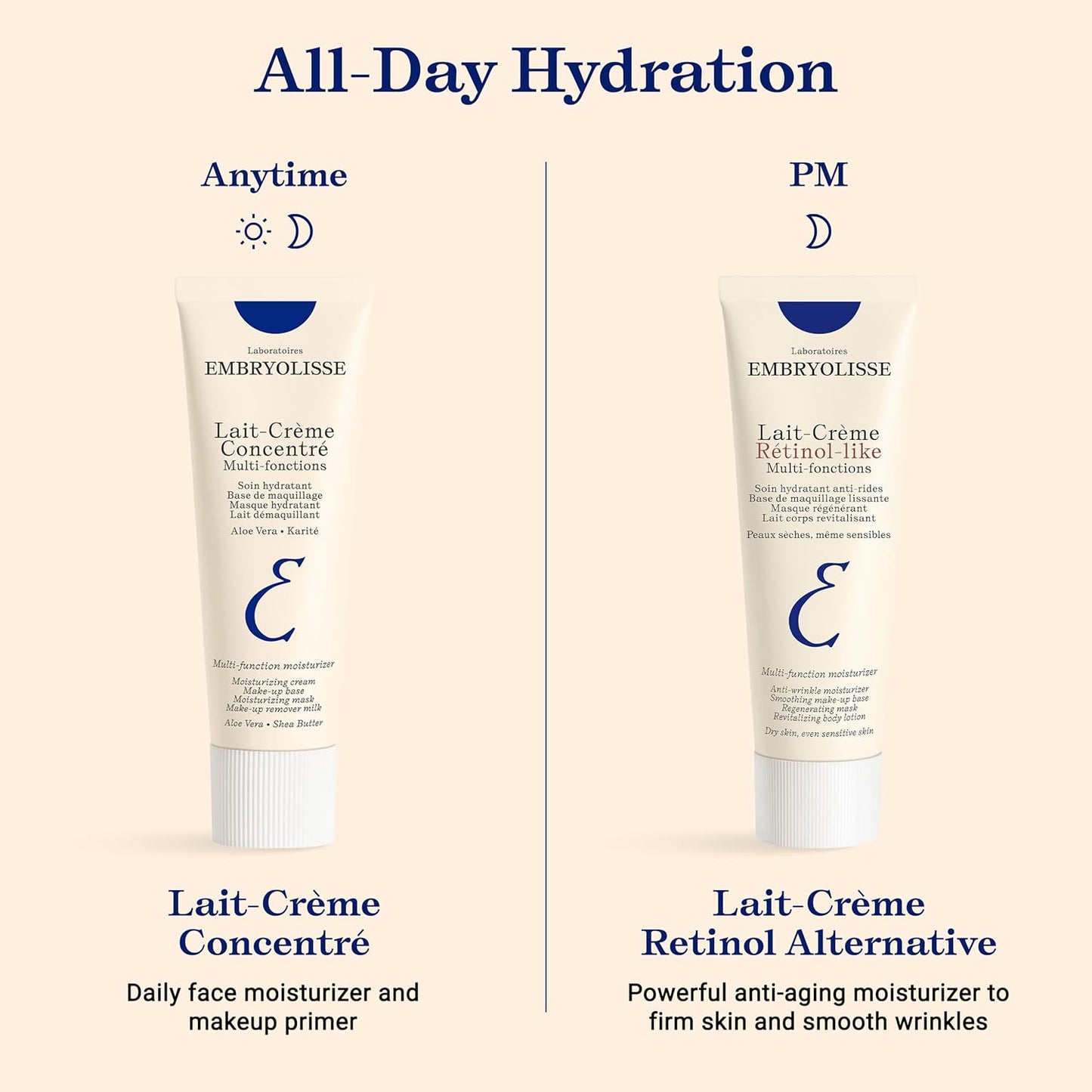 Embryolisse Lait-Crème Concentré, Multifunction Daily Moisturizer, Primer, and Makeup Remover, Suitable for All Skin Types. French Face Cream With Shea Butter & Aloe Vera