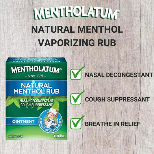 曼秀雷敦天然薄荷醇擦膏,汽化擦剂,止咳药和鼻塞缓解剂,100ml
