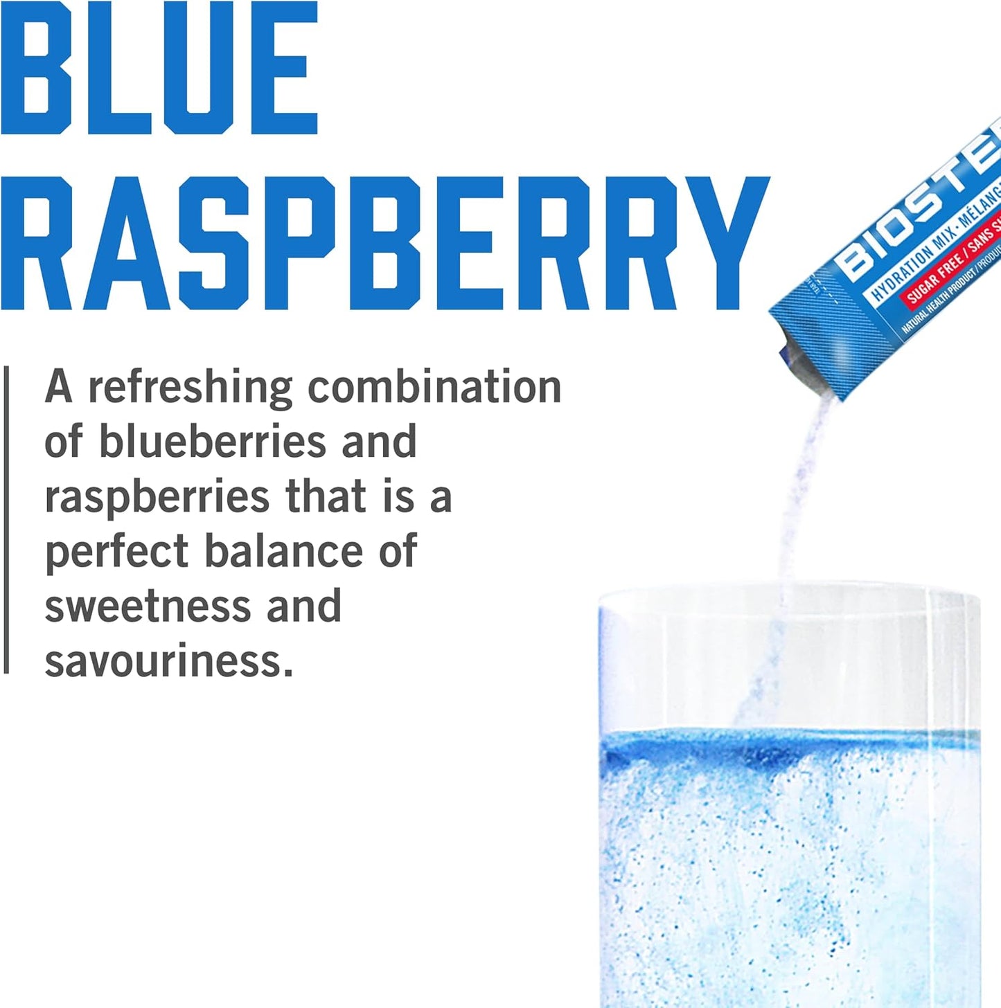 BioSteel Hydration Mix, Proudly Canadian - Great Tasting Hydration with Zero Sugar, and No Artificial Flavours or Preservatives, Blue Raspberry Flavour, 24 Single Serving Packets
