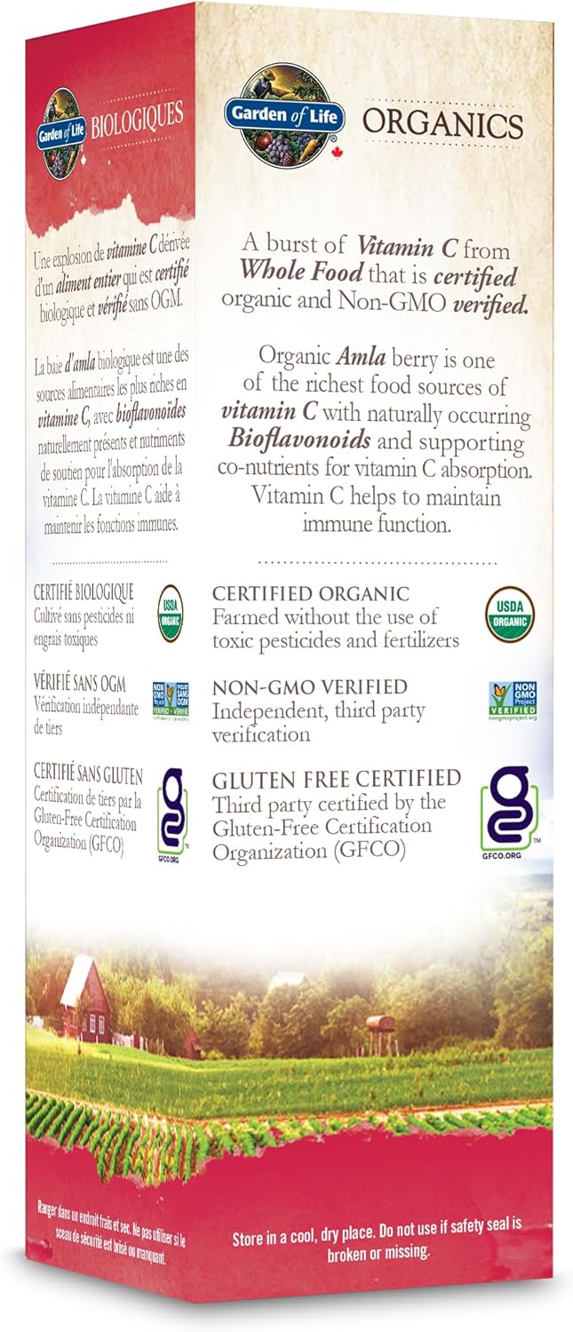 Garden of Life Organics 維生素C噴霧,櫻桃橘味 | 支持免疫系統,促進皮膚和組織健康 | 美味 | 全食物成分,有機,非基因,純素,猶太潔食認證