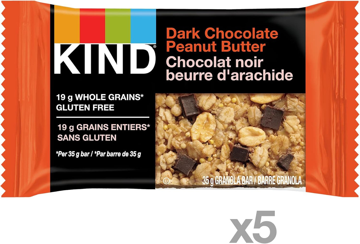 KIND Bars, Peanut Butter Dark Chocolate, Gluten Free, 40 Grams, 12 Count & Healthy Grains Bars, Peanut Butter Dark Chocolate, Gluten Free, 35 Grams, 5 Count