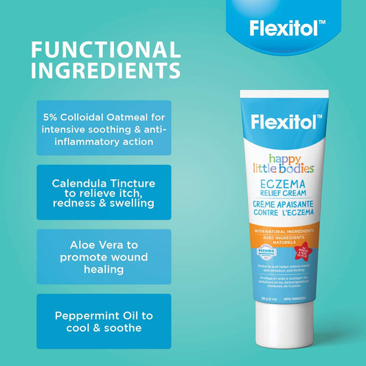 Flexitol Happy Little Bodies 婴儿湿疹舒缓霜 - 舒缓并缓解湿疹,非常适合婴儿和新生儿,蕴含芦荟成分,滋润敏感肌肤,提供安全温和的护理(56克)