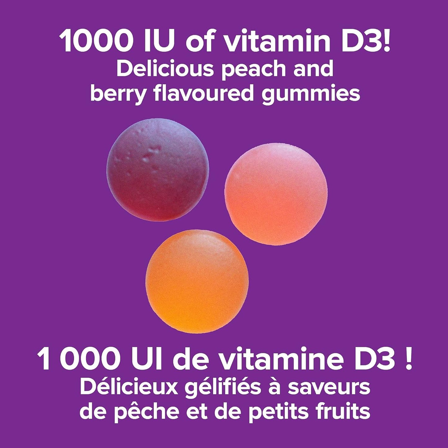 Webber Naturals 维生素 D3 1000 IU,90 粒软糖,有助于骨骼和牙齿健康,保持身体健康