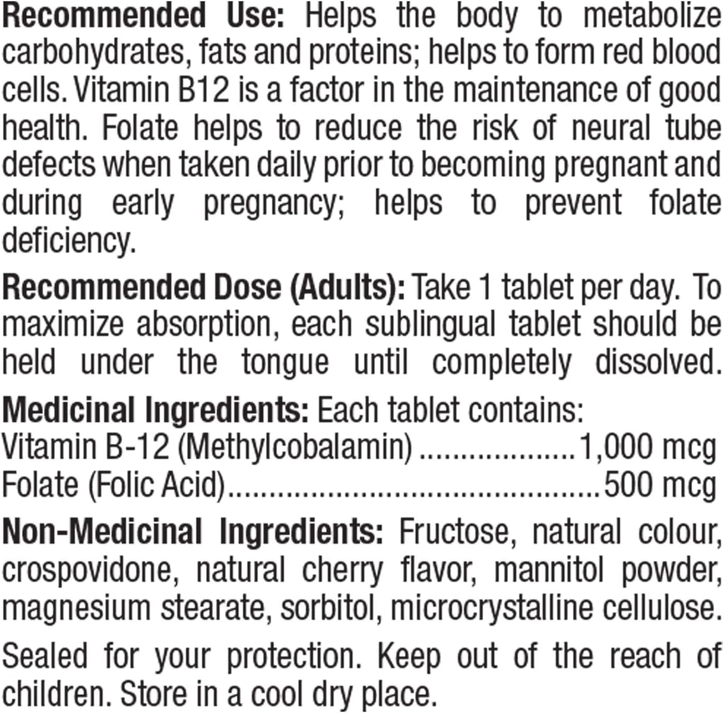 Prairie Naturals 舌下維生素 B12 甲鈷胺 1000mcg 含葉酸,有助於降低中性管缺陷的風險,幫助身體代謝蛋白質,形成紅血球,預防葉酸缺乏和維生素…