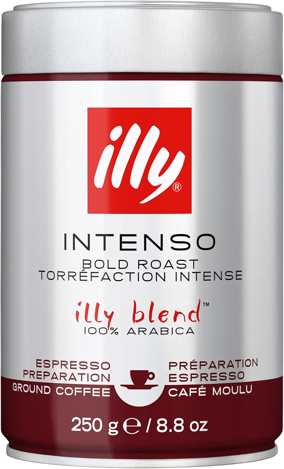 illy Ground Coffee Espresso - 100% Arabica Coffee Ground – Intenso Dark Roast – Warm Notes of Cocoa & Dried Fruit - Rich Aromatic Profile - Precise Roast - No Preservatives – 250g