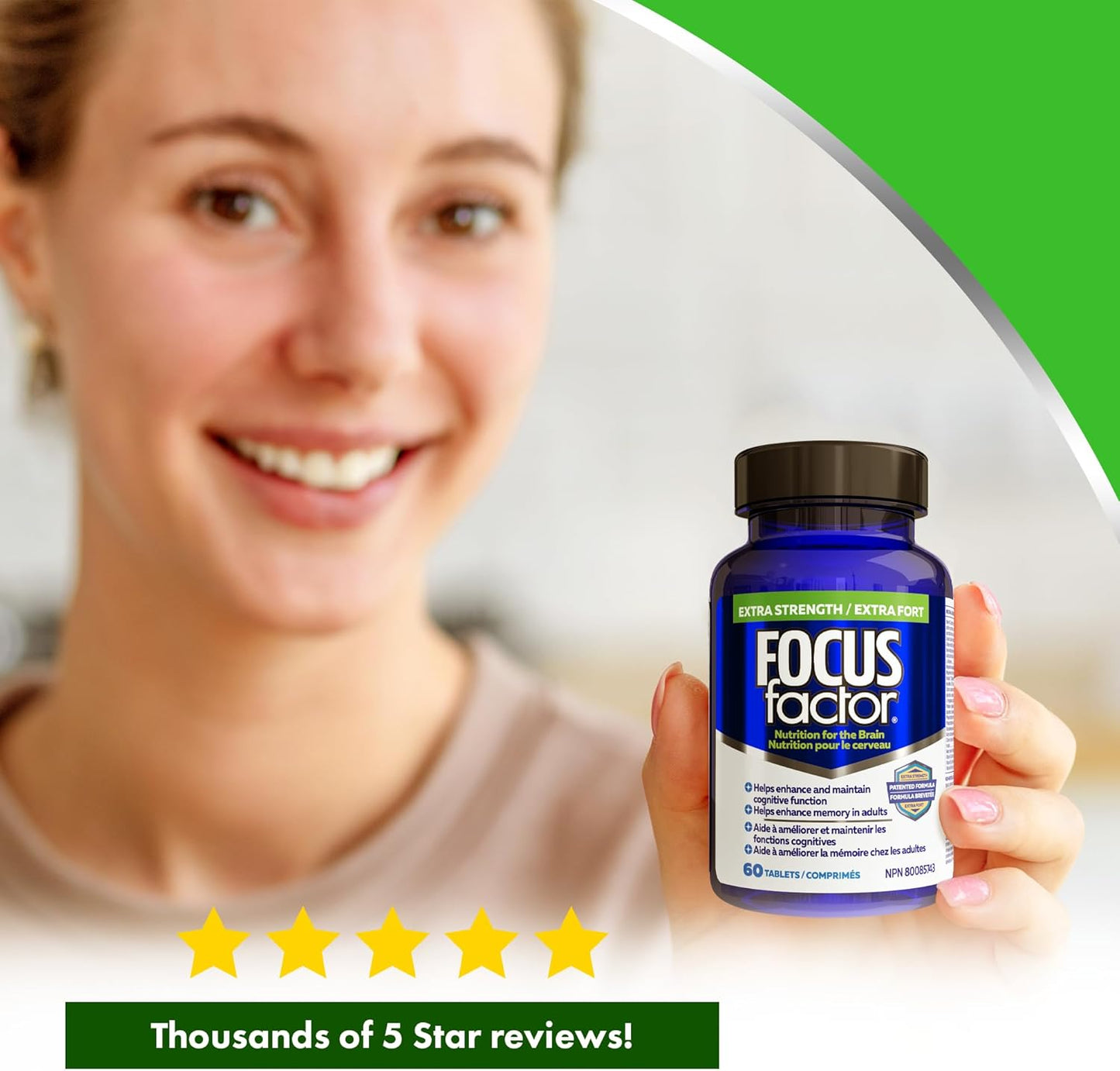 Focus Factor 加强型,60 粒 - 复合维生素补充剂,含维生素 B6、B12、D3、锌、磷脂酰丝氨酸、假马齿苋、银杏和 DMAE,可增强成人的记忆力和认知功能