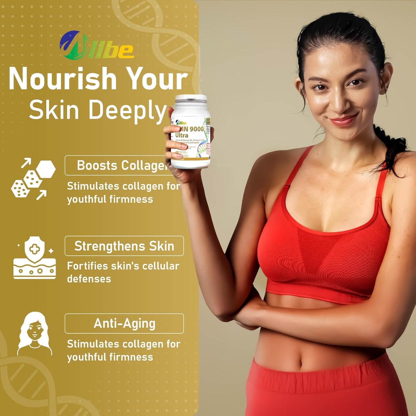 ALLBE NMN 9000 超级胶囊 - 加拿大 NAD 补充剂,用于细胞能量代谢、修复、免疫和健康衰老 - 保质期长的烟酰胺单核苷酸 150 毫克 - 60 粒胶囊