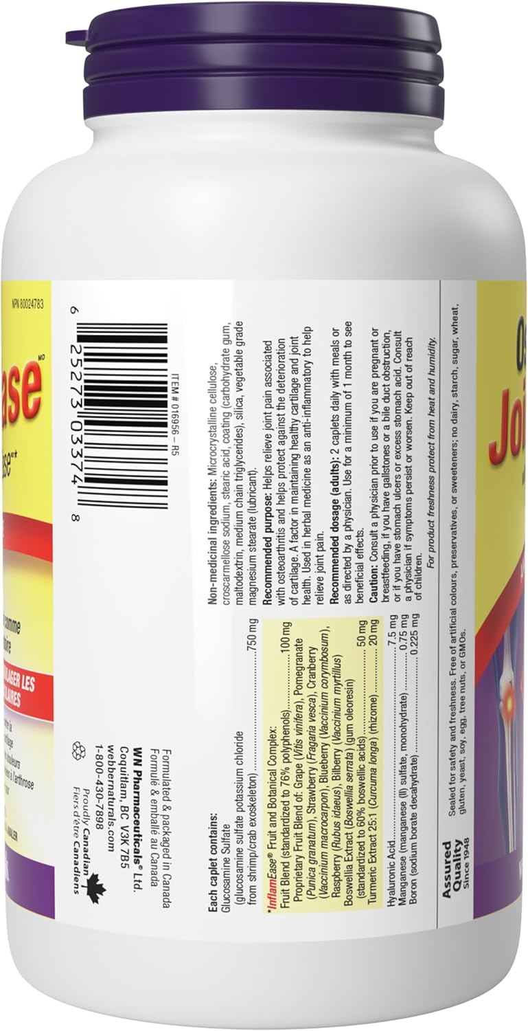 Webber Naturals Osteo Joint Ease with InflamEase and Glucosamine, 120 Caplets