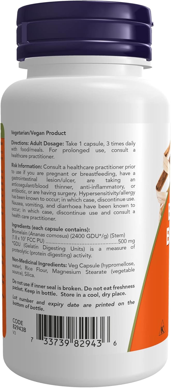 NOW NAC Extra Strength Tablets 1000mg (120 Count) + NOW Bromelain 500mg 2400 GDU/g (60 Vcaps)