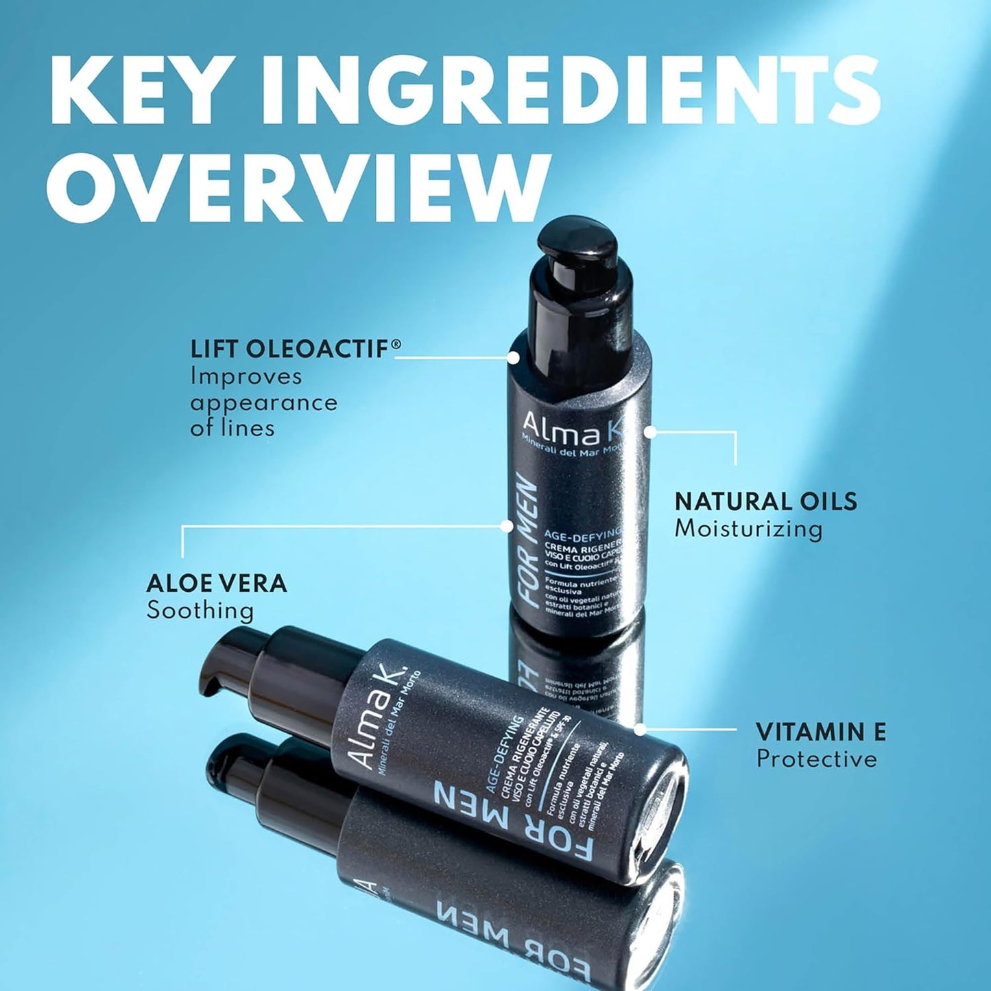 Alma K 抗衰老再生面部和头皮霜(含 SPF 30)- 含 SPF 的日常保湿霜 - 男士保湿霜 - 2 盎司