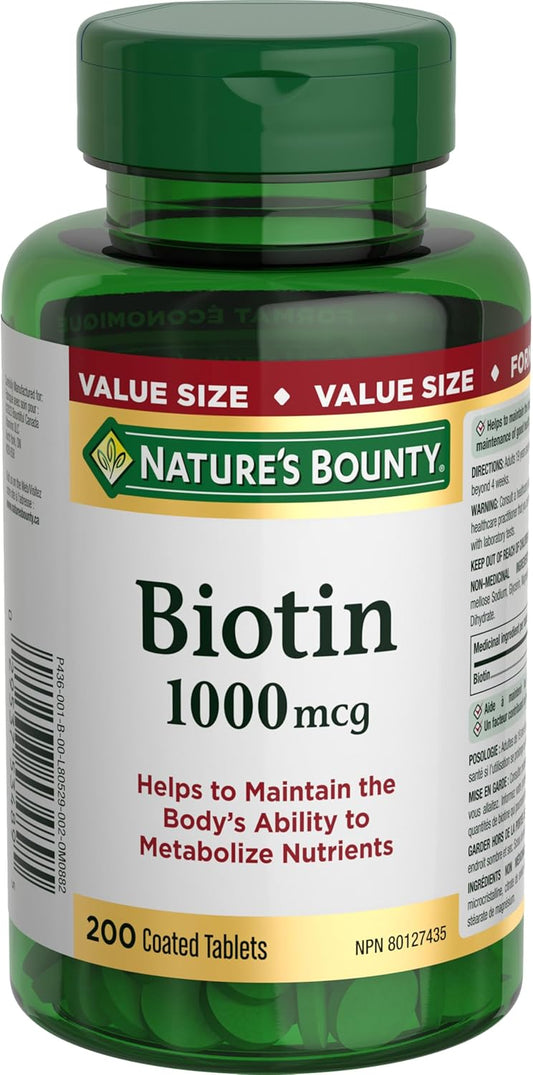 自然之寶生物素,1000 微克,有助於維持身體代謝營養素的能力,是維持身體健康的因素,超值裝,包衣片,72.2 克