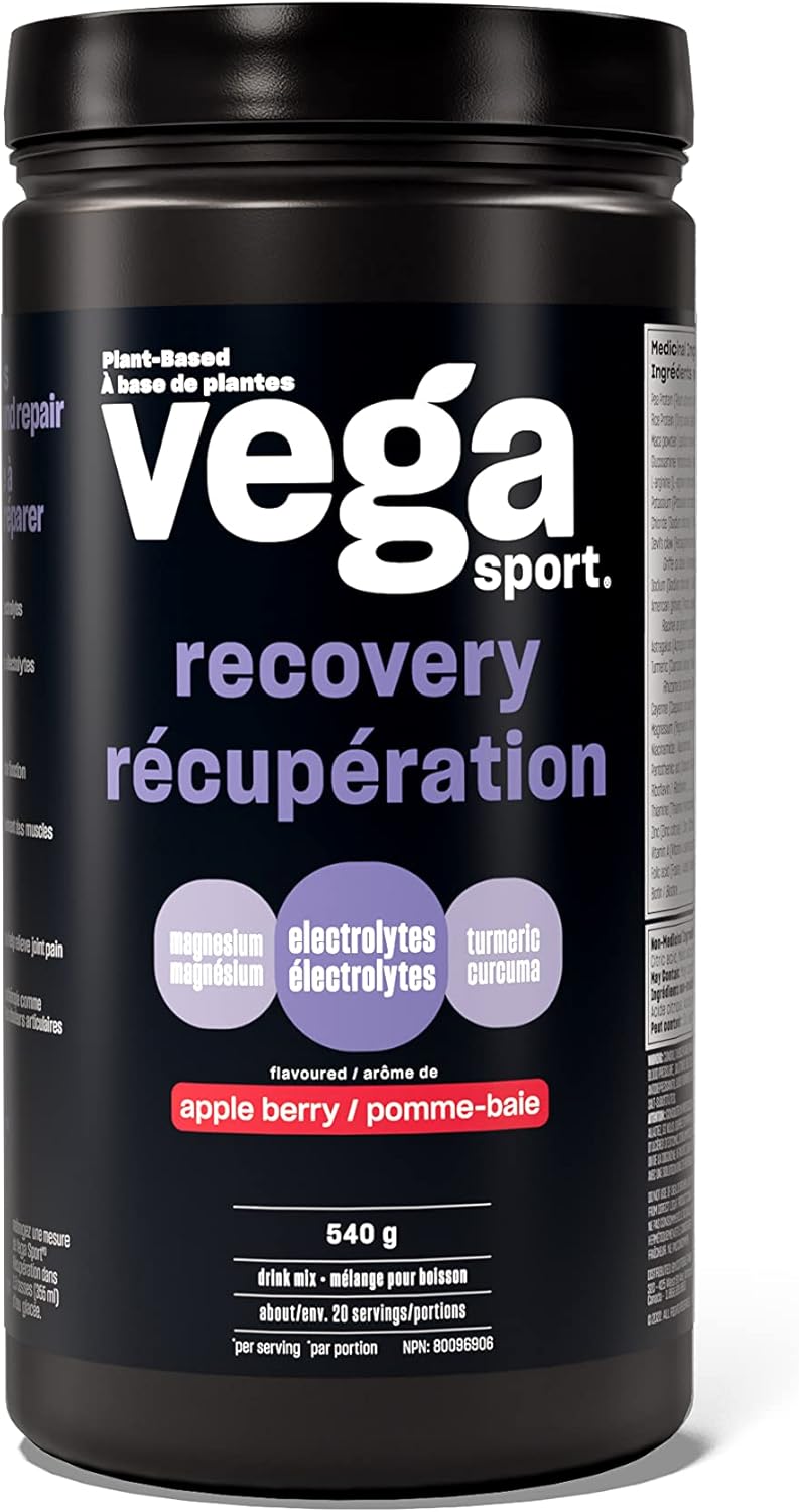 Vega Sport 补水电解质粉(柠檬青柠味,纯素补水剂,168 克)和运动后恢复加速剂(苹果浆果味,纯素,非乳制品,无麸质,支链氨基酸,540 克)