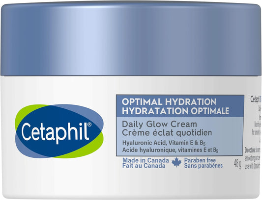 Cetaphil Optimal Hydration Daily Glow Cream for Sensitive, Dry and Dehydrated Skin – 48hr Hydration – with Hyaluronic Acid, Niacinamide, Vitamin E & Vitamin B5 – Dermatologist Recommended, 48g