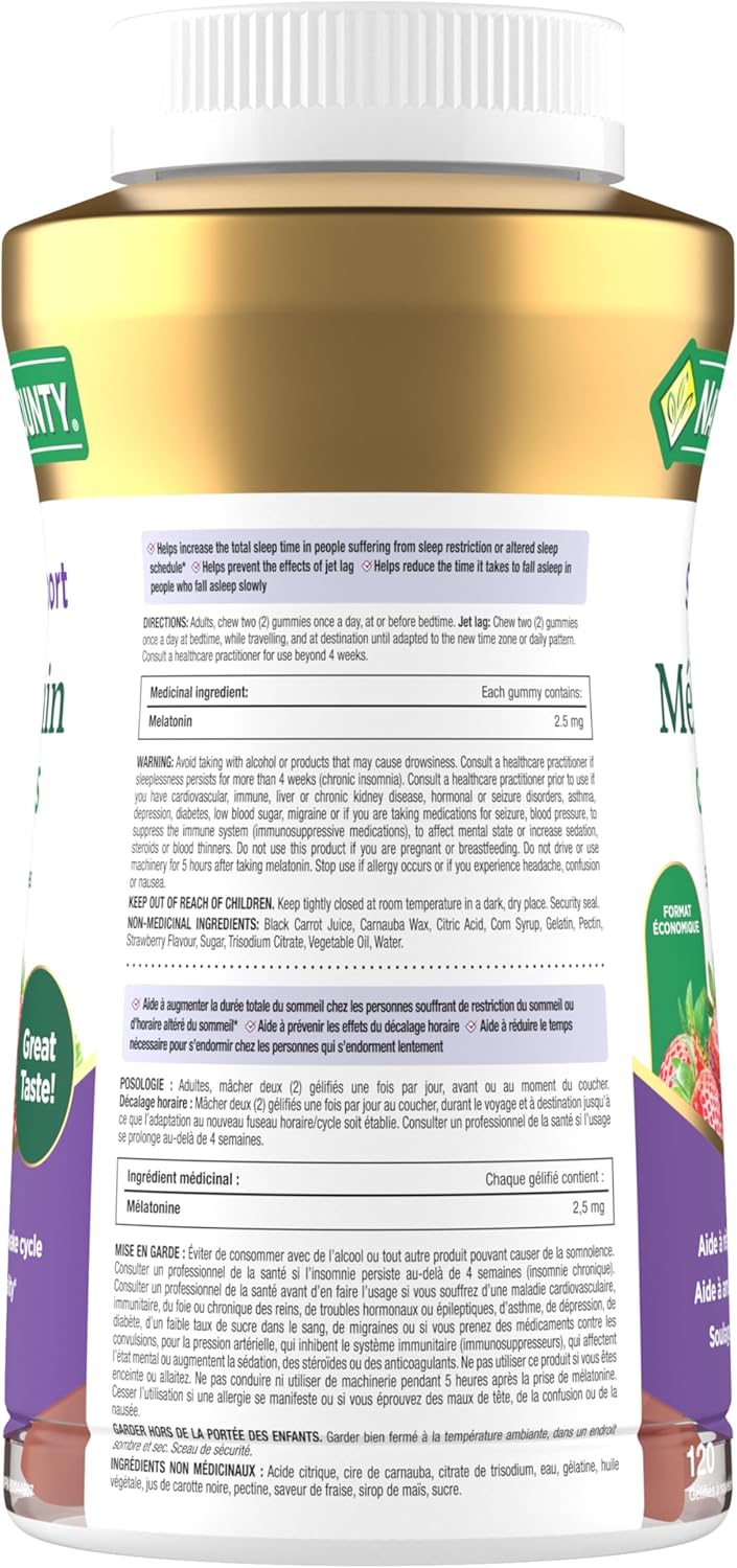 自然之寶褪黑素軟糖,幫助重置睡眠-覺醒週期,幫助增加總睡眠時間,幫助減少入睡時間,幫助減輕時差影響,草莓味,超值裝,300克