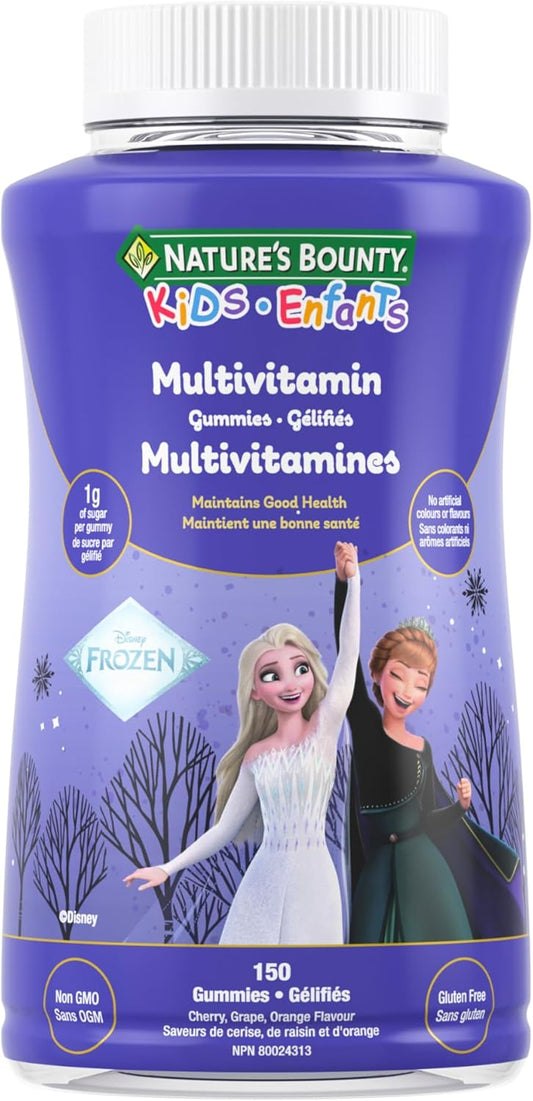 自然之寶兒童複合維生素,迪士尼冰雪奇緣,每粒軟糖僅含 1 克糖,支持免疫系統、眼部健康、骨骼和牙齒,抗氧化劑來源,無麩質,水果味軟糖,150 粒