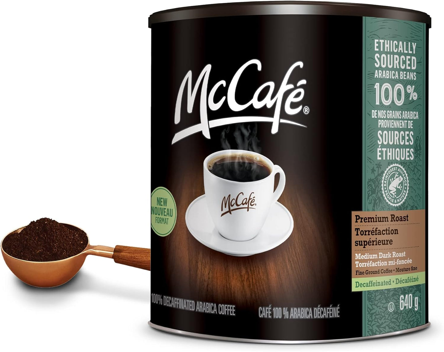McCafe 优质深烘焙脱咖啡因研磨咖啡,640 克,可与 Keurig 咖啡机搭配使用