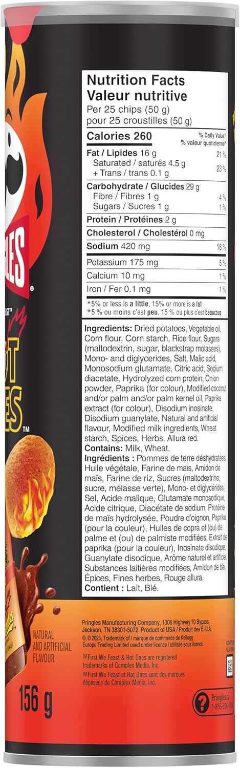 Pringles® Hot Ones 洛斯卡连特斯红薯味薯片 156 克