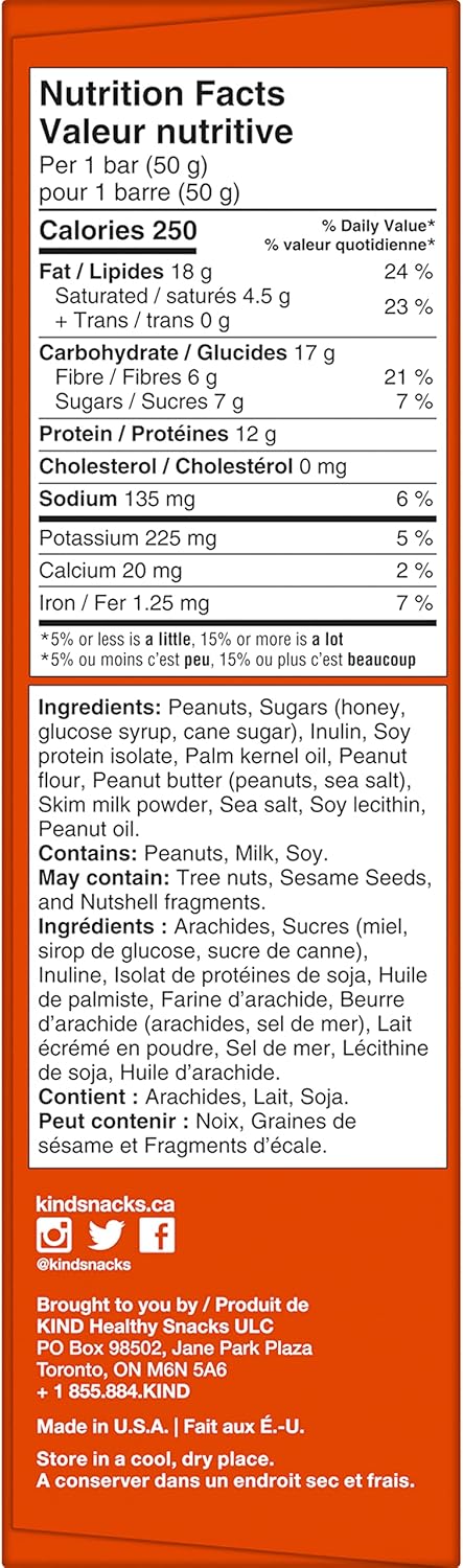 KIND Fuel Bars Crunchy Peanut Butter, 50 Gram Bars (12 Pack),12g Protein, Gluten Free