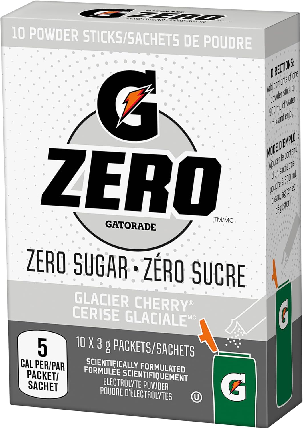 Gatorade Zero Electrolyte Powder Sticks – Glacier Cherry, Zero Sugar Hydration Drink Mix, 10 Packets – On-the-Go Electrolytes for Rapid Sports Hydration